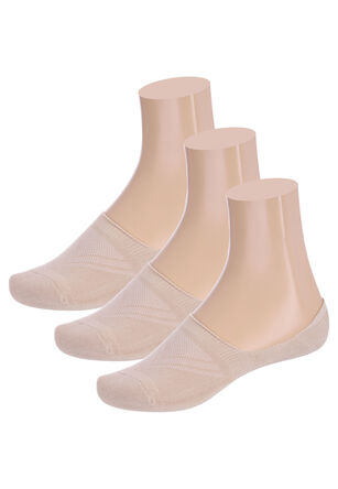 Womens 3pk Nude Cushioned Square Front Footlets
