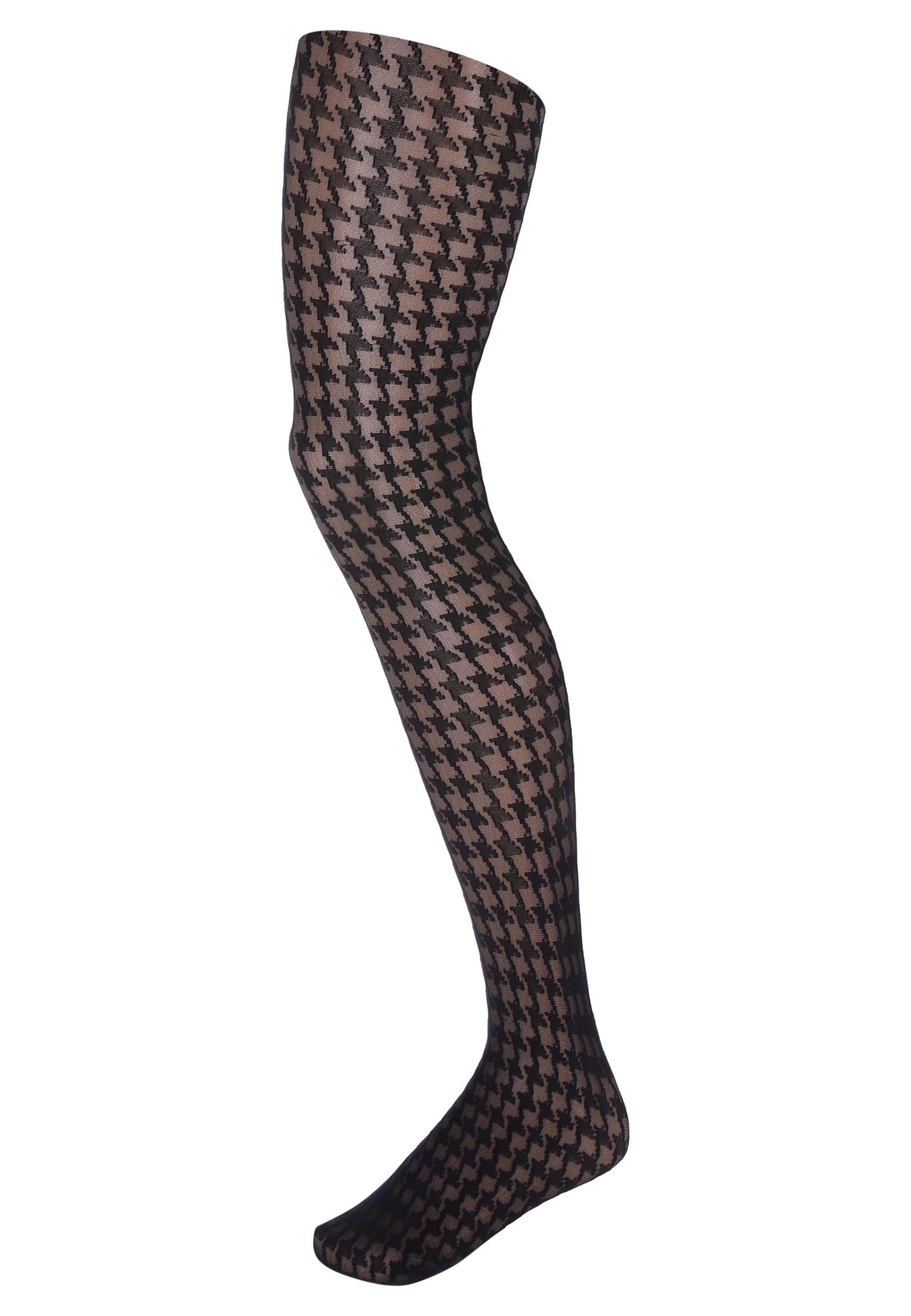 Womens Black Dogtooth Fashion Tights Peacocks