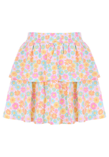 Younger Girls Yellow Floral Tee & Skirt Set