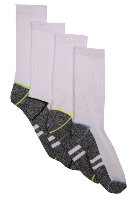 Mens 4pk White & Grey Sport Socks