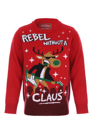 Older Boys Red Rebel Rudolph Christmas Jumper