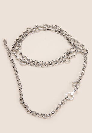 Womens Silver Snaffle Chain Loop Belt