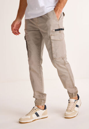 Mens Light Grey Cargo Cuff Trouser