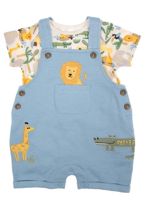 Baby Boy Blue Jungle Dungaree Set 