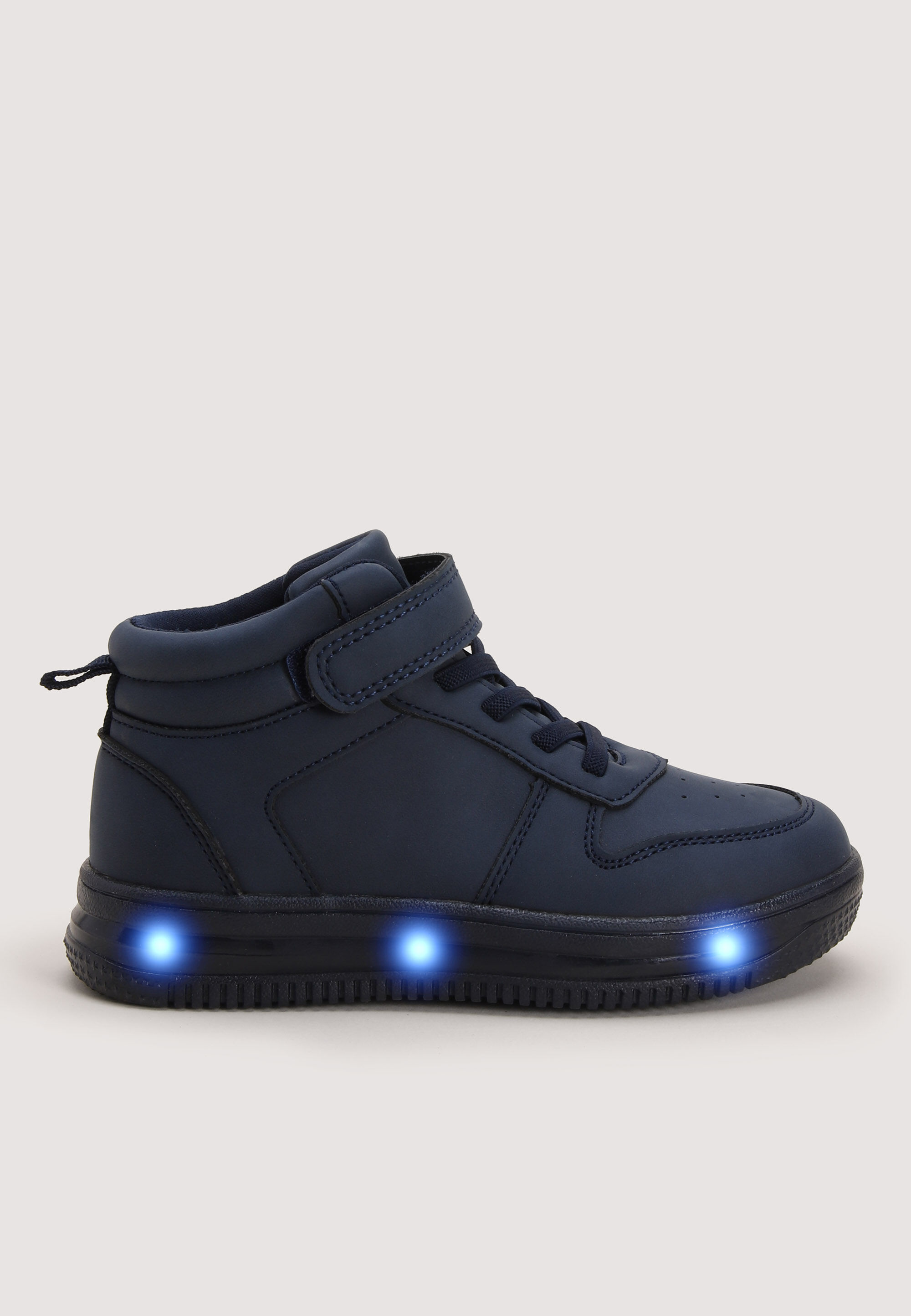 Younger Boys Navy High Top Light Up Trainers Peacocks