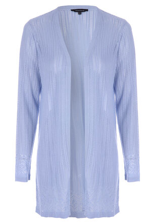 Womens Blue Pointelle Longline Cardigan
