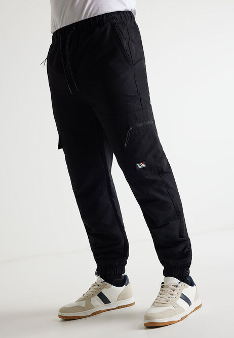 Mens Black Sport Cargo Trousers