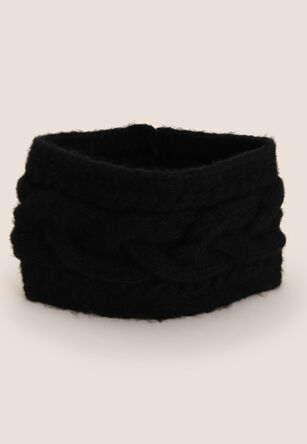 Womens Black Cable Knitted Headband