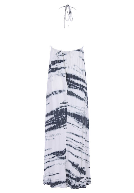 Womens Blue & White Tie-Dye Maxi Dress