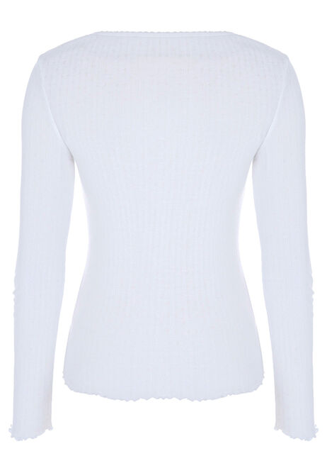 Womens Plain White Thermal Long Sleeve Top