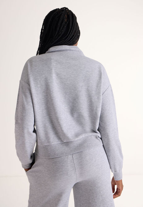 Womens Grey Half Zip Sweatshirt