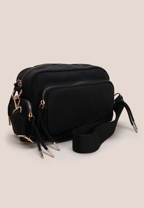 Womens Plain Black Nylon Camera Bag