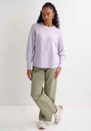 Womens Lilac Side Split Crew Neck Jumper