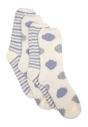 Womens 2pk Blue Spot Marshmallow Socks