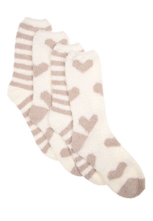 Womens 2pk Mink Heart Marshmallow Socks