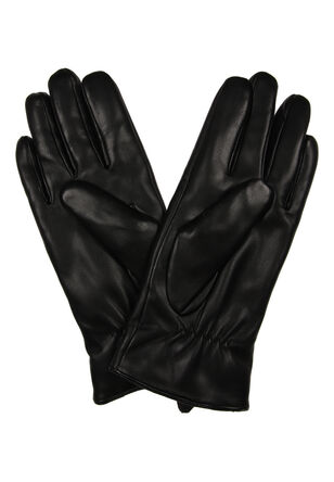 Womens Black PU Gloves