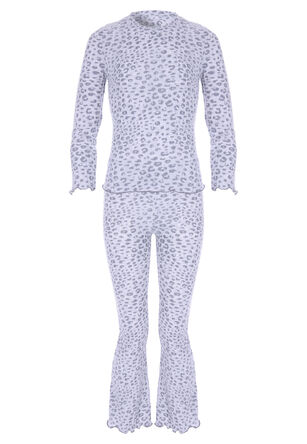 Older Girls Grey Leopard Print Bootcut Pyjama Set
