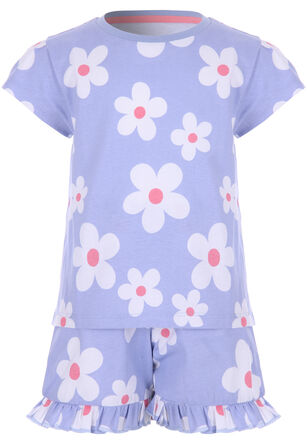 Younger Girls Blue Daisy Print Pyjama Set