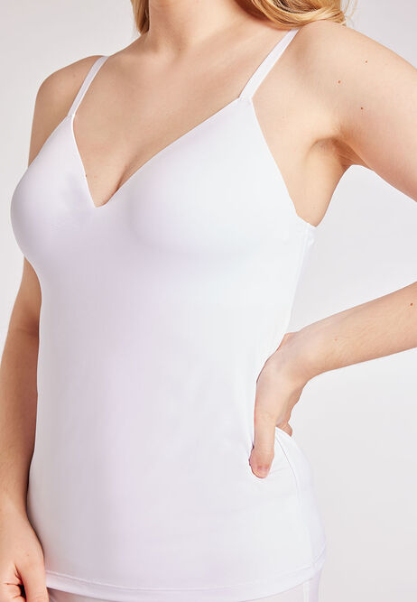 Womens White Bust Shelf Cami Vest