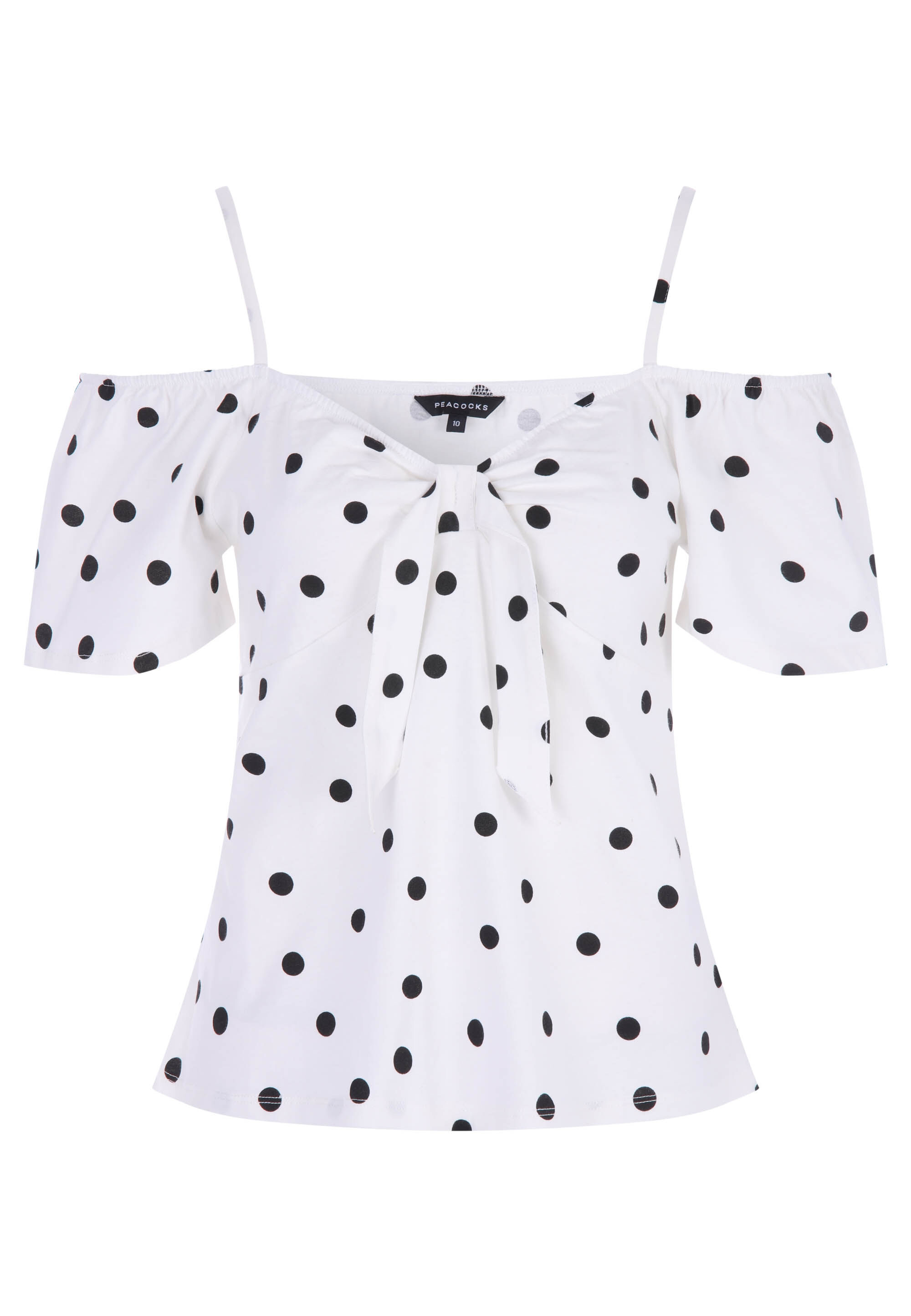 Women's white blouse with black polka dots discount