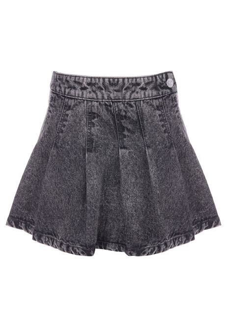 Older Girls Grey Pleated Denim Skirt