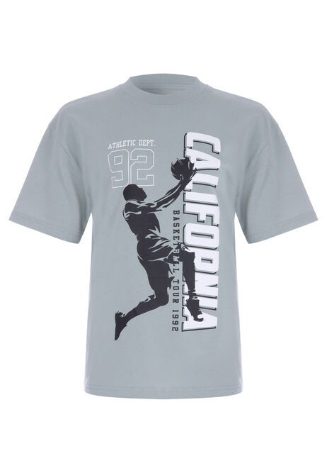 Older Boys Green Basketball Print T-Shirt