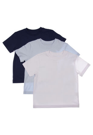 Younger Boy 3pk Plain Blue T-Shirt