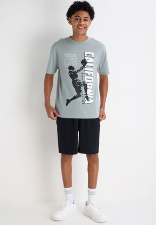 Older Boys Black Plain Drawstring Shorts