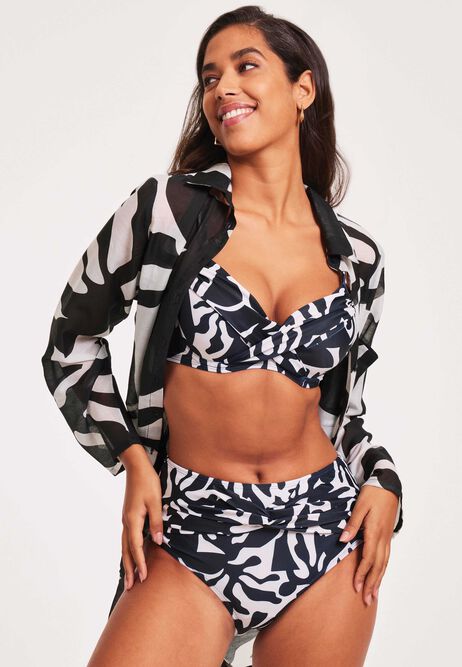 Womens Black Abstract Bikini Top