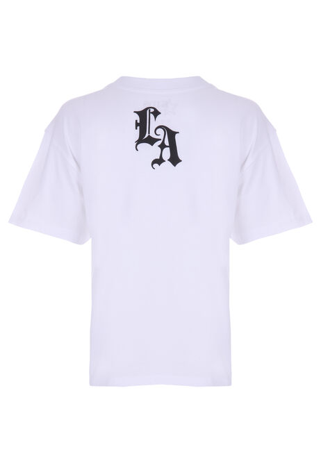 Older Boys White & Pink LA Graphic T-shirt