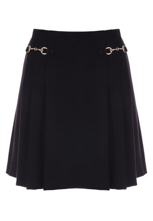 Womens Black Plain Pleated Mini Skirt