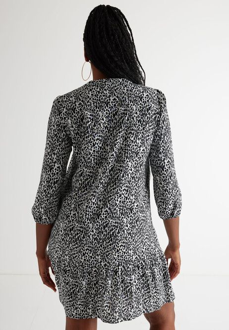 Womens Black & White Animal Print Tunic Dress