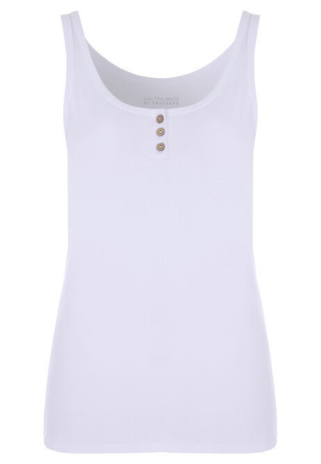 Womens White Buttoned Vest Top