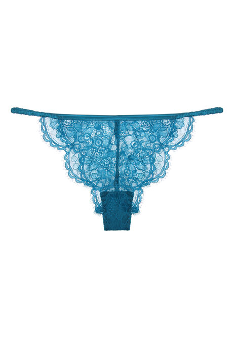 Womens Teal Blue Lace Tanga Briefs