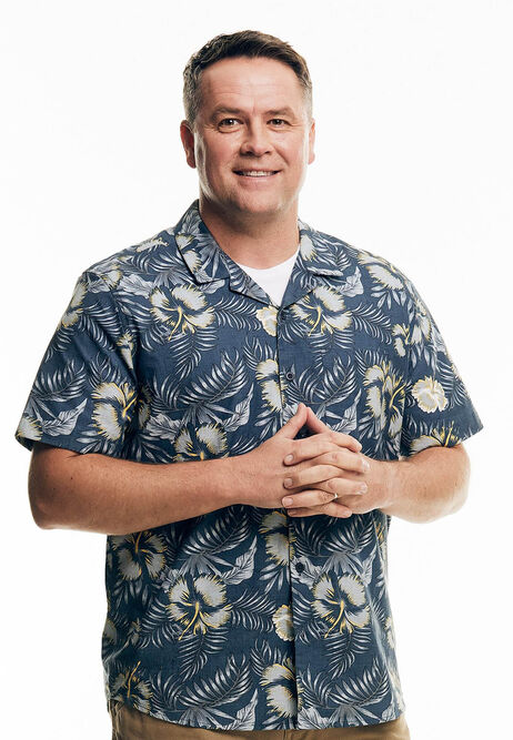 Mens Navy Tropical Floral Print Shirt