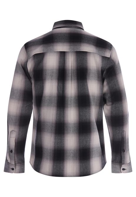 Mens Black & Ecru Flannel Check Shirt
