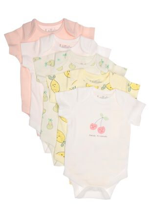 Baby Girls 5pk Yellow Fruit Bodysuits