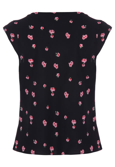Womens Black & Red Floral Lace Top