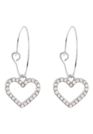 Womens Silver Delicate Heart Drop Earrings