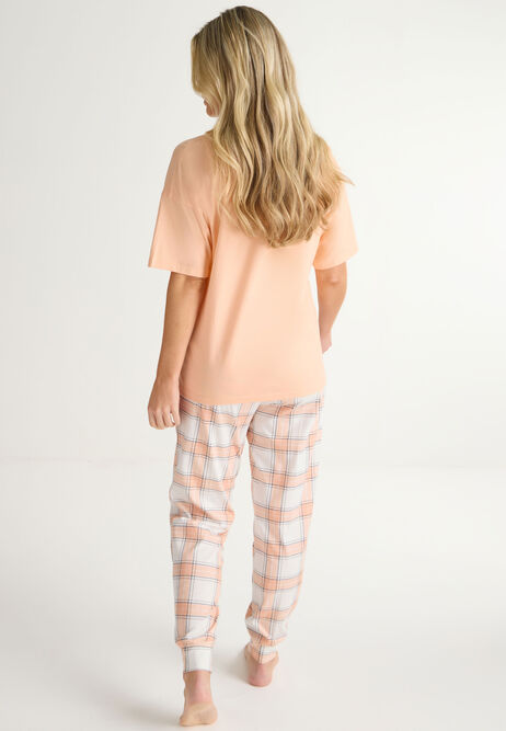 Womens Peach Brunch Jersey Pyjamas Set