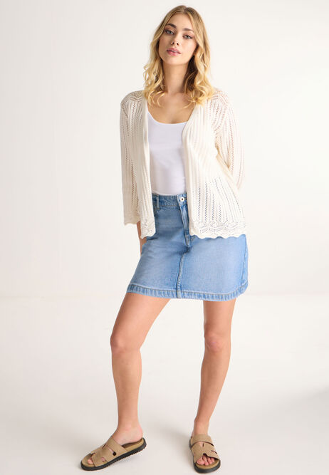 Womens Ecru Crochet Cardigan