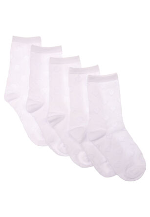 Girls 5pk White Ankle Textured Socks