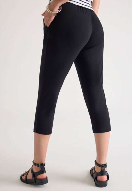 Womens Black Relaxed Crop Trousers