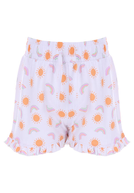 Younger Girls Pink & White Glitter Sun T-Shirt & Shorts Set