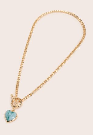 Womens Gold Heart Shaped Necklace 