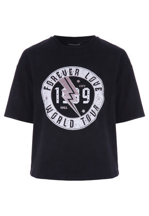 Womens Dark Grey Forever Love Slogan T-shirt