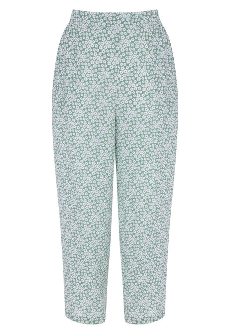 Womens Green Floral Print Culottes