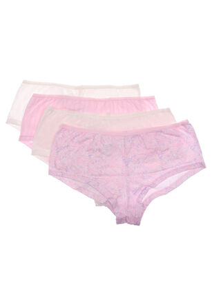 Womens 4pk Pink and White Shorts Briefs