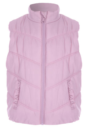 Younger Girls Pink Padded Borg Lined Gilet