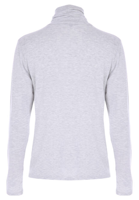 Womens Grey Roll Neck Long Sleeved Top